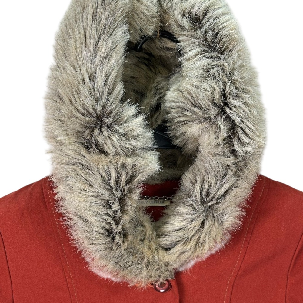 Vintage Emily Leffler Girls Rust‎ Faux Fur Hood Coat Belt Gloves Sz 6-7 Boutique - Picture 9 of 16